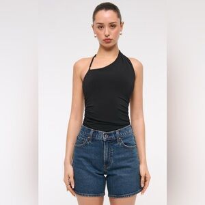Abercrombie & Fitch Blue Jean Dad Shorts High-Waisted Relaxed Fit
